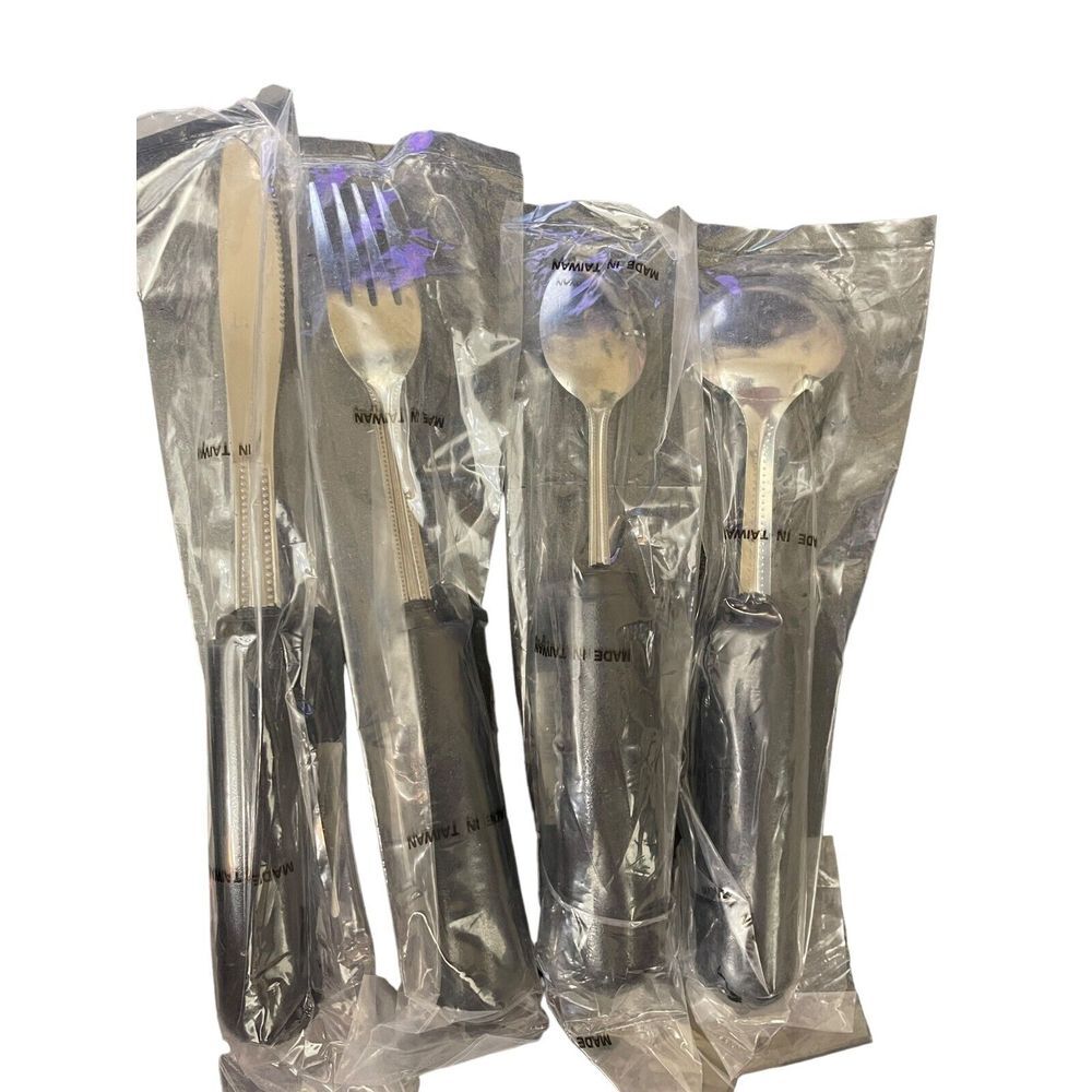 NEW Sammons Preston EZ Large Grip Weighted Set Fork Knife Spoon Soup Spoon
